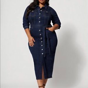 Fashion to Figure- Mika Denim Maxi Dress (Dark Wash)